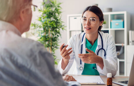 Doctor and patient are discussing at clinic