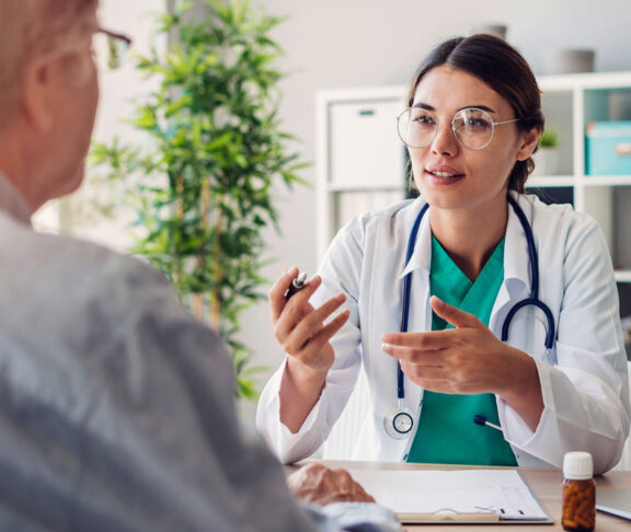 Doctor and patient are discussing at clinic