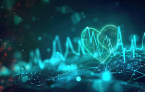 Cardiac coherence, rhythmic heartbeat visualization, stable pulse glow, stress-free heart health
