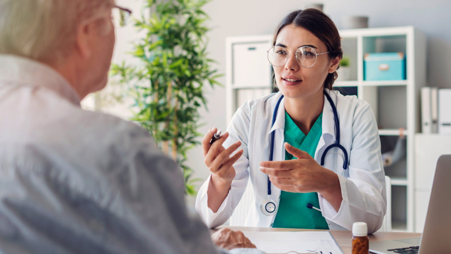 Doctor and patient are discussing at clinic
