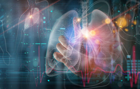 Radiology Doctor working diagnose treatment virtual Human Lungs and long Covid 19 on modern interface screen