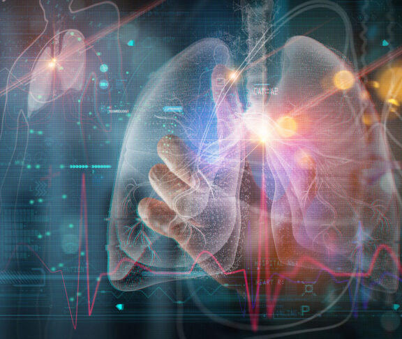 Radiology Doctor working diagnose treatment virtual Human Lungs and long Covid 19 on modern interface screen