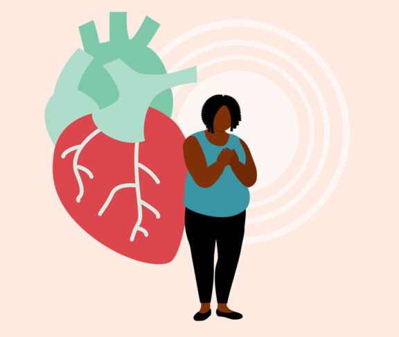 Overweight Black Woman Having A Heart Disease