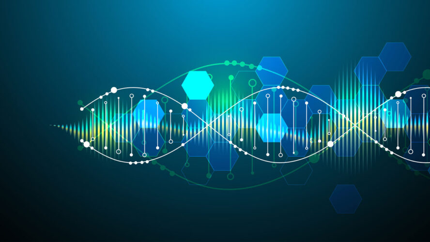 Science template, wallpaper or banner with a DNA molecules