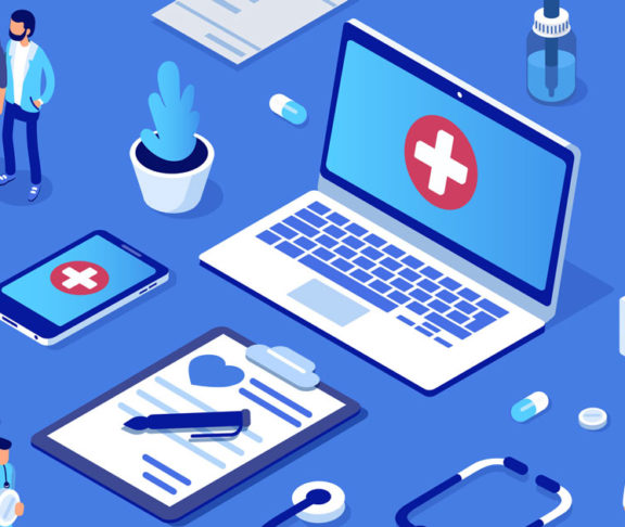 Doctor and patients concept banner with characters. Healthcare concept.