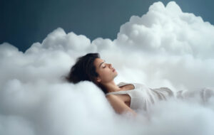 woman sleeping on a cloud, Generative AI