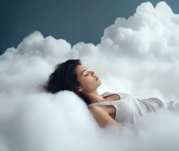 woman sleeping on a cloud, Generative AI