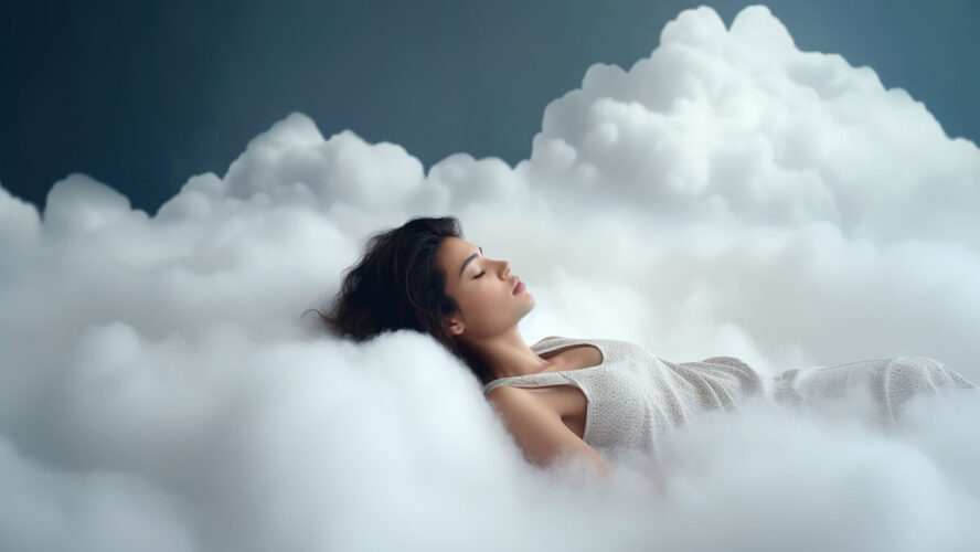 woman sleeping on a cloud, Generative AI