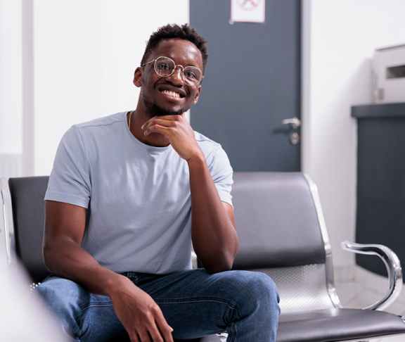 Portrait of african american patient at facility