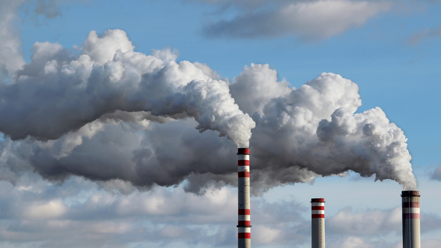 detail of white smoke polluted sky