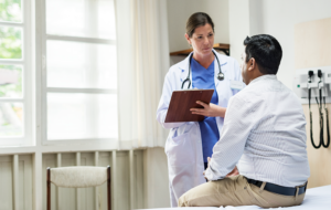 A doctor checking a patient
