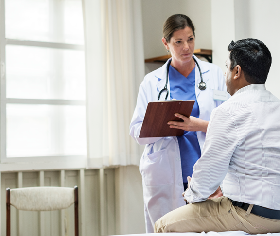 A doctor checking a patient