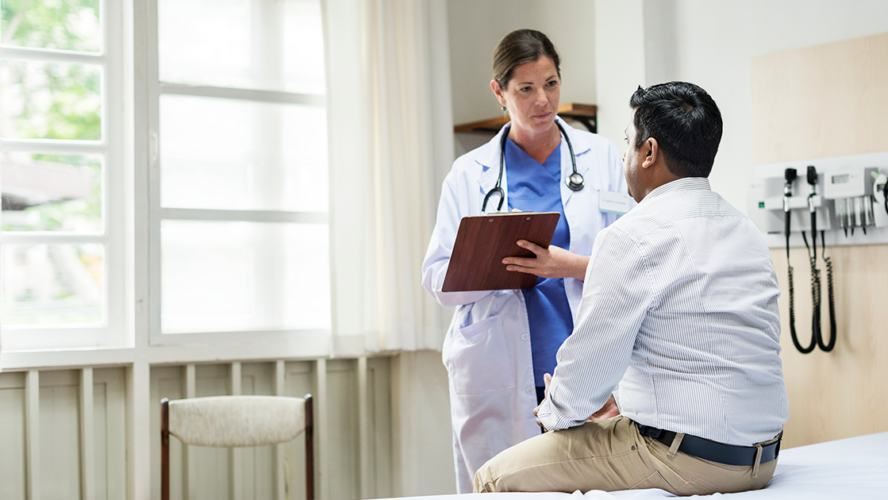A doctor checking a patient
